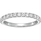 VIR JEWELS 1/2 cttw Diamond Wedding Band for Women, Certified I1-I2 Diamond Wedding Band in 14K White Gold Prong Set, Size 4.5-10