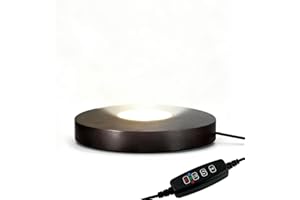 Wood LED Light Base - Crystal Display Base for Glass Art/Acrylic, 3 Light Modes with 10-Level Dimming & Auto Timer (Dark Blac
