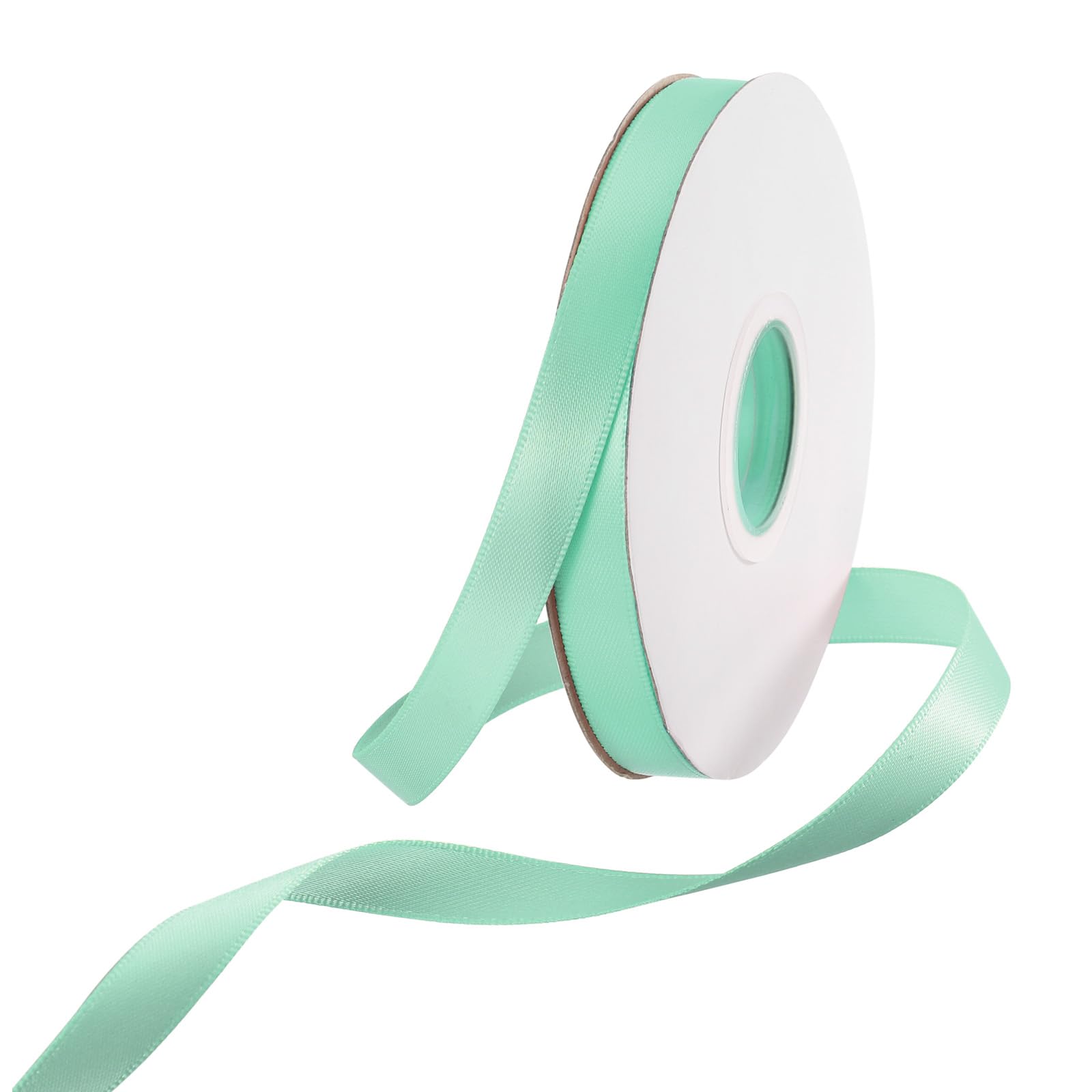 Rebower 10mm Satin Ribbon 46m Thick Double Face Grosgrain Silk Ribbon, [for Gift Wrapping, Hair Bows, Wedding, Cake, Flower] - 50 Yard/150ft/ Turquoise Green — image 1
