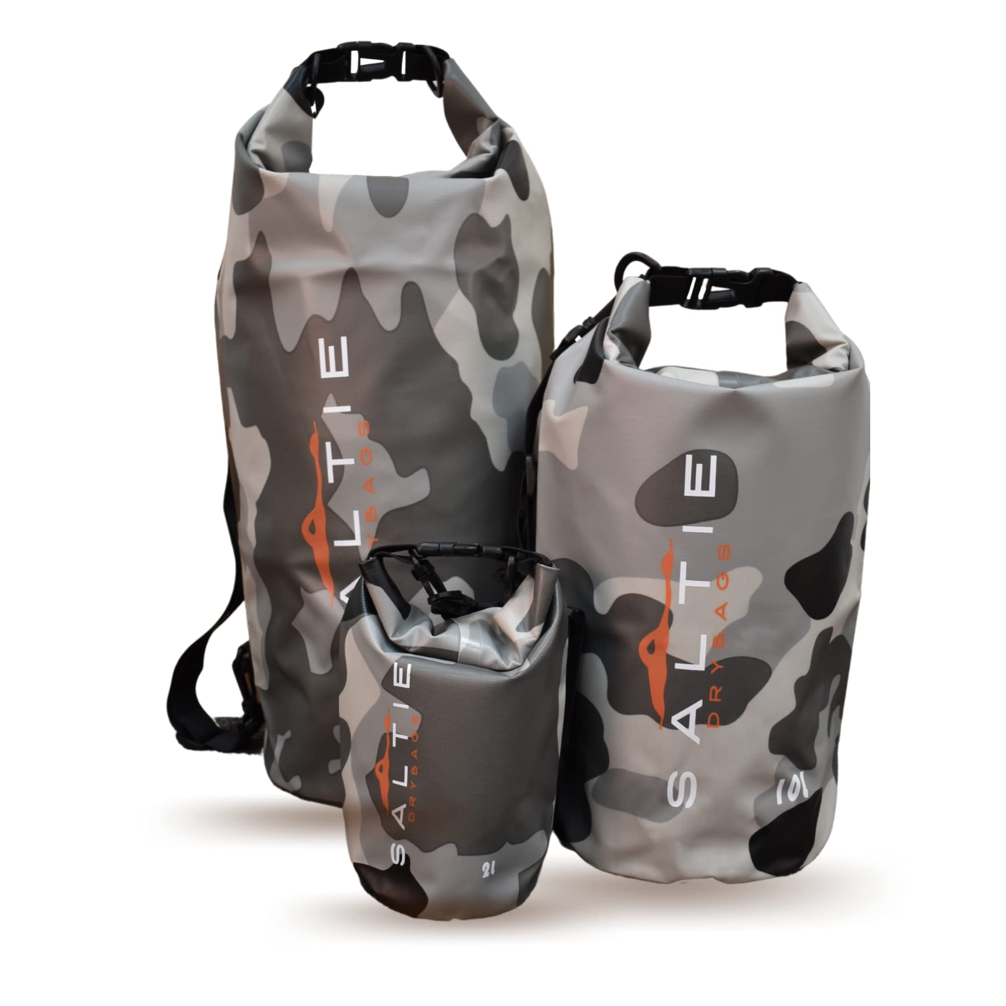 Saltie Sports Waterproof DryBag - Dry Bag for Water Sports - Ultra Strong Dry Bag Rucksack IPX6 Rated - 2L, 10L and 20L - Water Proof Bag -CAMO