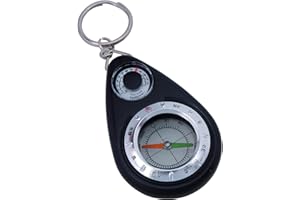 ACECAMP Ace Camp Munkees Small Compass and Thermometer Keychain, Mini Pocket-Sized Waterproof Keyring Gear for Camping, Hiking, Backpacking, Survival Tool, Emergency Kit