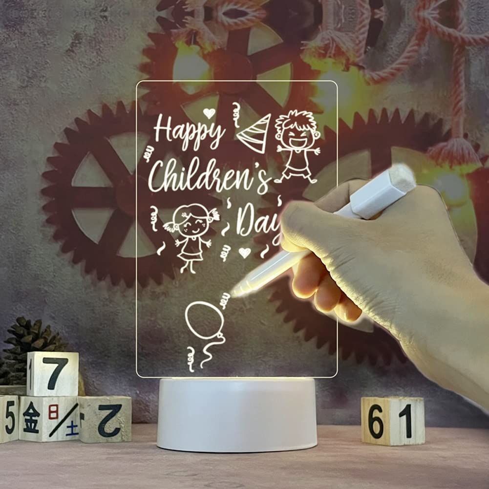 Note Board Creative Led Night Light Note Board Creative Led Night Light USB Message Board Holiday Light with Pen Gift for Children Girlfriend Decoration Night Lamp (Blank,1PCS)