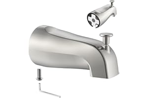 GOLD-HAO-THE-BATHROOM Gold Hao The Bathroom Universal Slip-On Tub Spout with Diverter - 5" Bath Tub Faucet with Diverter, Easy to Install & Save Water Leaks in Minutes, Fit 5/8" Copper Pipe (Brushed Nickel)