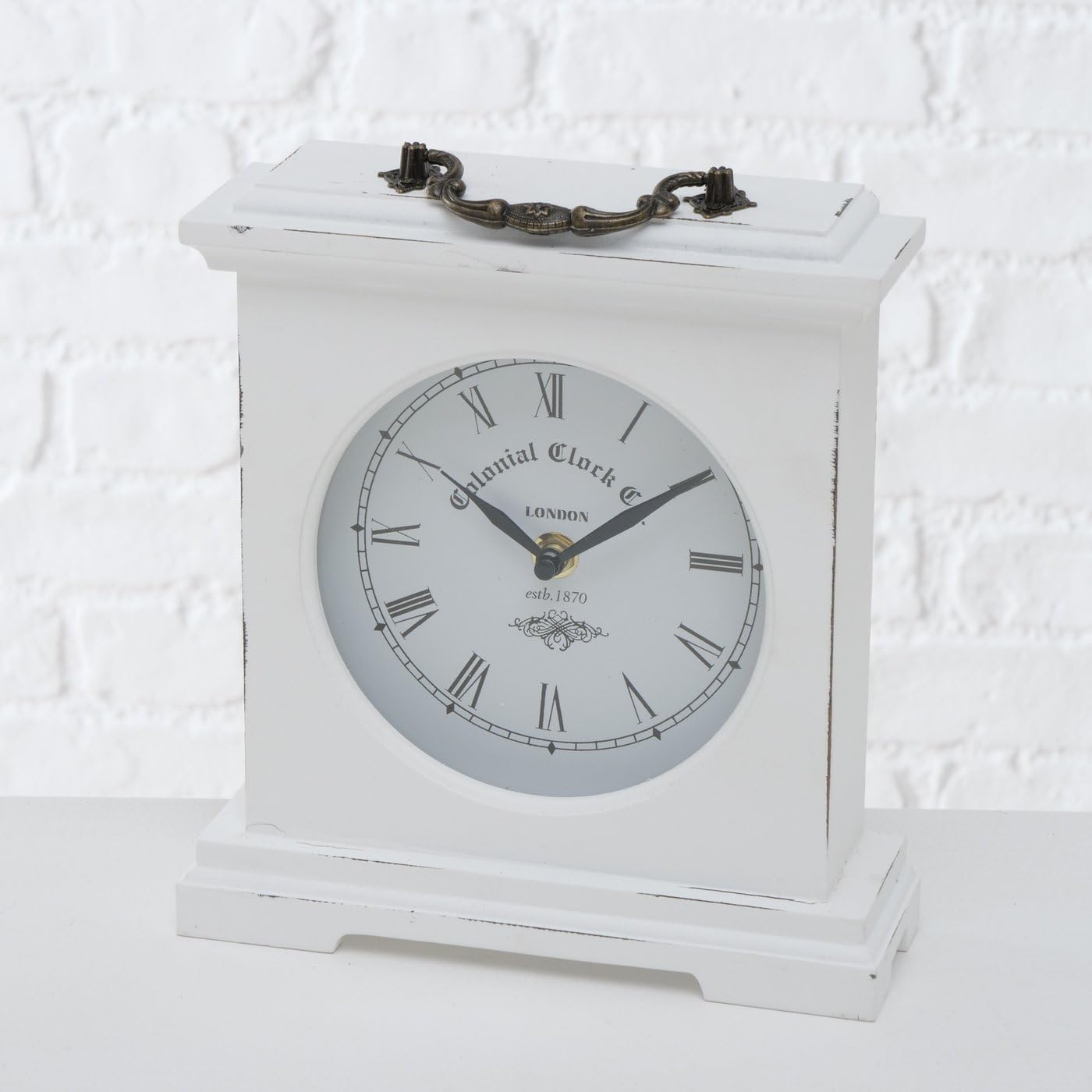 mucHome Betty Table Clock Height 24 cm Analogue Clock with Roman Numerals White