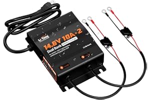 LiTime 2-Bank 10A (10A/Bank) Dual Smart Battery Charger, 14.6V LiFePO4 Battery Charger AC-DC Charger with Fuse, LED Indicator for RV, Boat, Motorcycle, Lawn Mower, Trolling motor and Lead Acid Battery