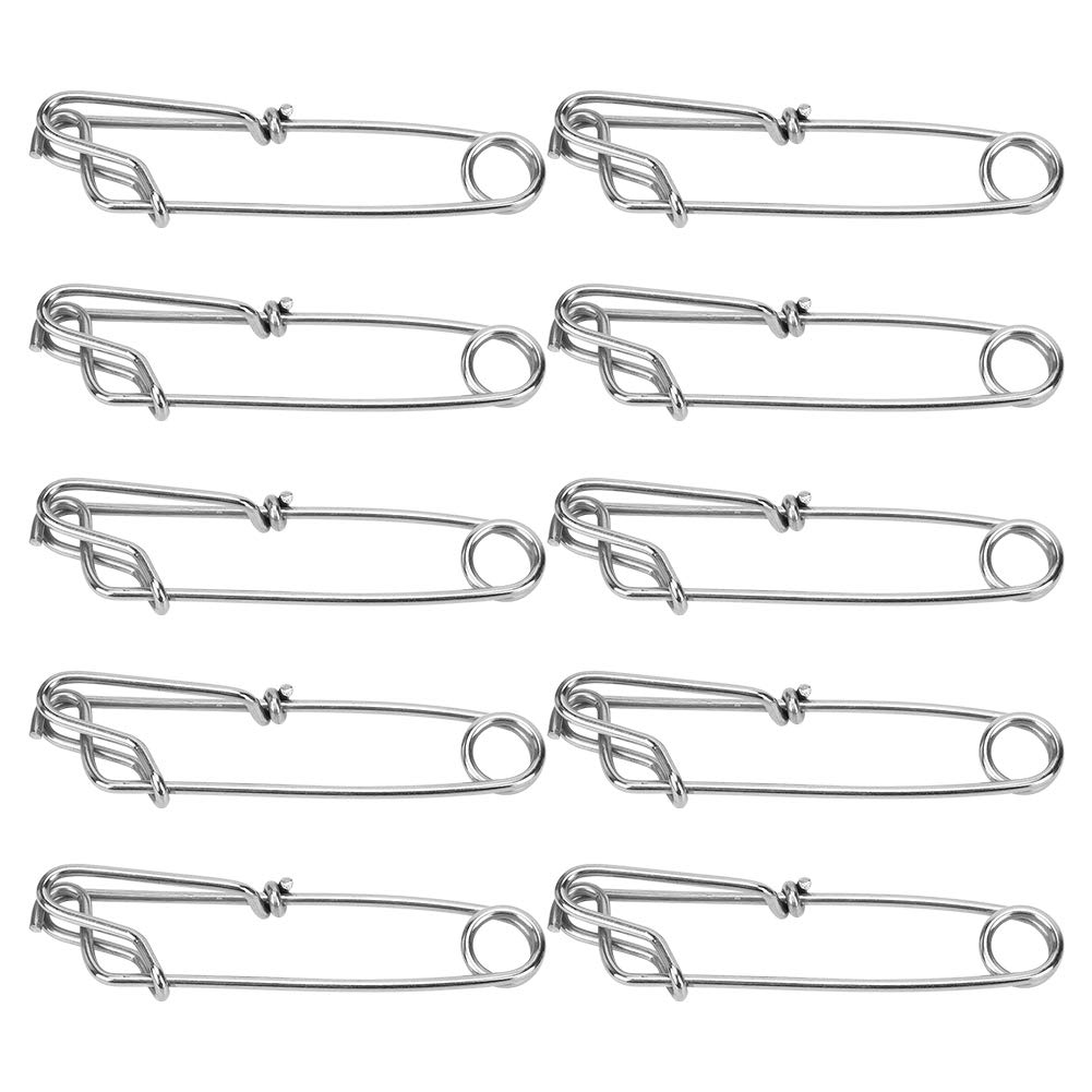 KIMISS 10Pcs Stainless Steel, Branch Hangers Snap Clip Tuna Palangre Motherline Clips Longline Downrigger Release Clip Clamp Fishing Tackle 2.6X100mm
