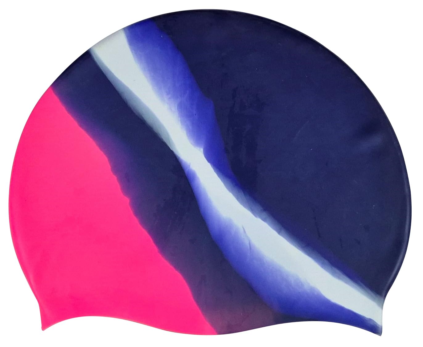 Blue Reef Stretchy Silicone Unisex Women Men One Piece Swimming Hat Swim Cap Multicolour Abstract Stripe Blue Black Silver One Size Adults 8+ Years Easy Pull On Swim Hat (NK)