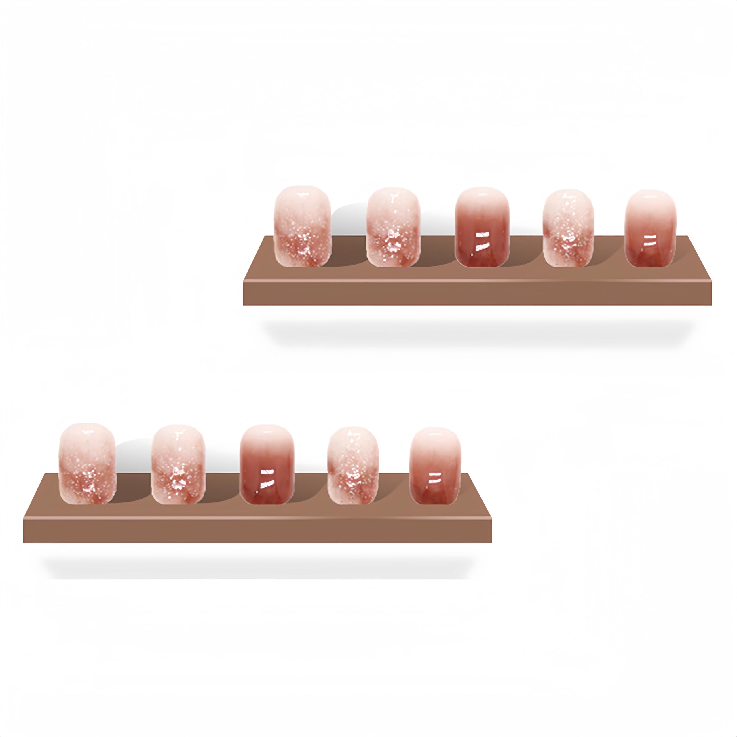 Gradient Brown Press on Nails Short Square Fall Fake Nails with Brown Glitter Designs False Nails Full Cover Nail Tips Glossy Gold Glitters Acrylic Nails for Women Girls Autumn Nail Decoration 24pcs - Image 3