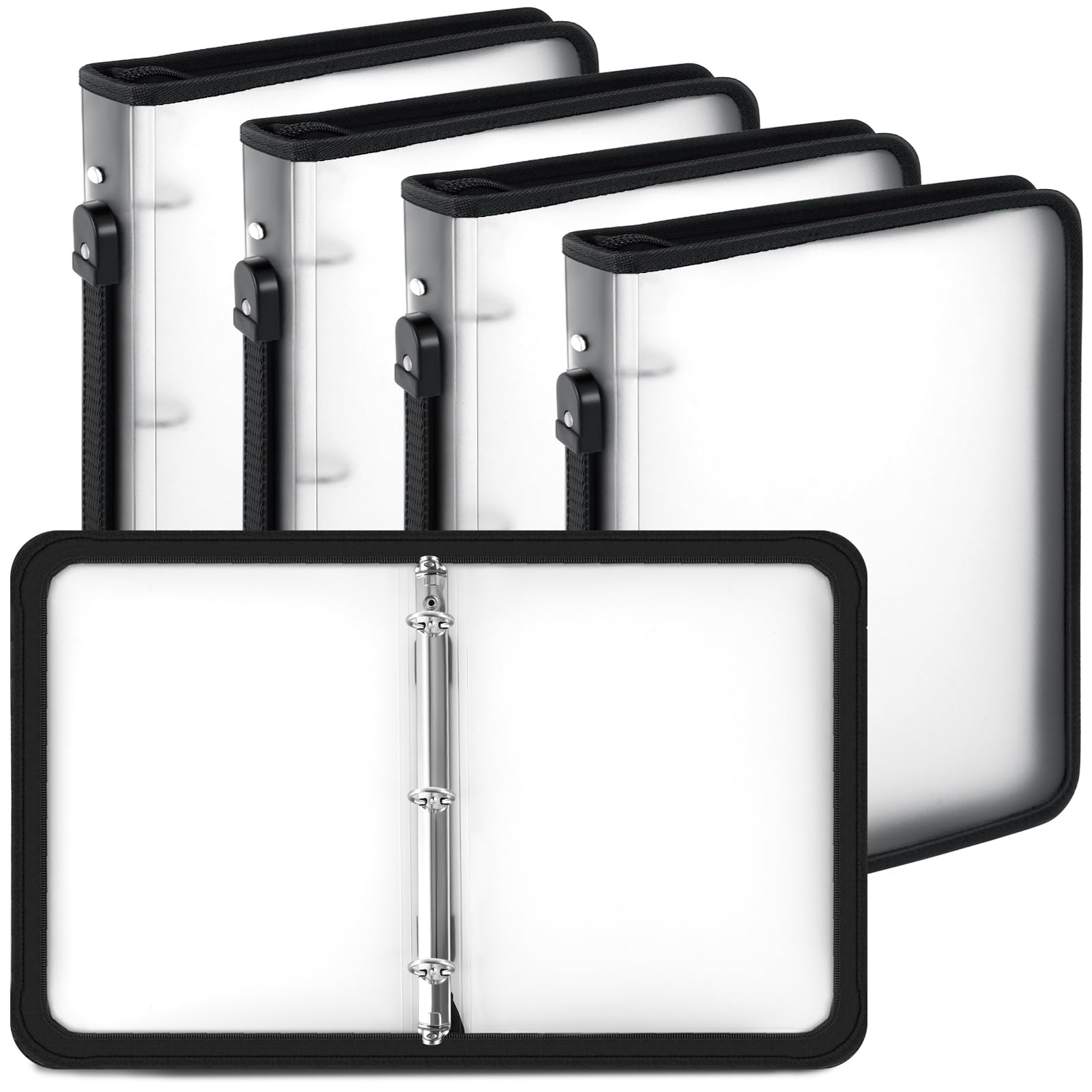 Photo 1 of Teling 4 Pcs 2 Inch Clear Zipper Binder with 3 Ring Zipper Binder, Refillable Plastic Clear File Organizer Planner for Projects, Assignments, Memos, School Work, 13.2 x 11 Inch
