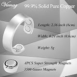 Vicmag 2 Pcs Magnetic Copper Ring Women Ultra Strength Adjustable Frosted Silver view 2