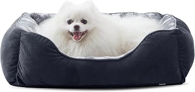 MIXJOY Dog Bed Small Washable Cosy Pet Bed Anti Slip Grey 51x48x15 cm