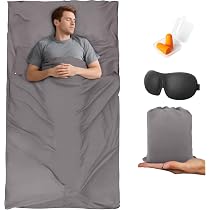 Sac De Couchage Drap De Voyage TRIWONDER En Coton - Léger Et Confortable Pour 1-2 Personnes - Camping, Randonnée, Hôtel, Train