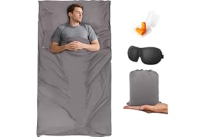 BREENHILL Sleeping Bag Liner,Travel Sheet & Adult Sleep Sack, Camping Sheets Travel Sleep Sack for Backpacking,Hotels & Hostels -Lightweight Single &Double Travel Sheet Camping Sheets