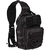 Mil-Tec One Strap Assault Pack Small - Tactical Rugged Durable Ergonomic Versatile Sling Backpack with MOLLE Loops, Black, 10Liters