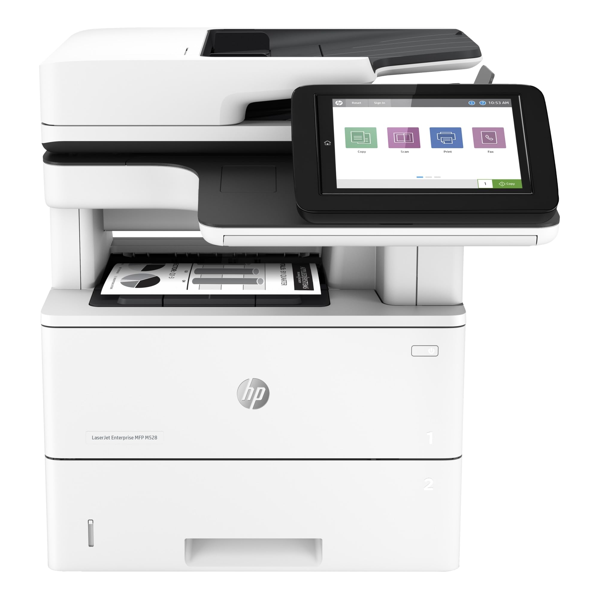 Photo 1 of ***HAS SOME DAMAGE**HP LaserJet Enterprise MFP M528dn Monochrome All-in-One Printer with built-in Ethernet & 2-sided printing (1PV64A), White