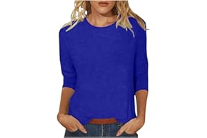 SHAOBGE 3/4 Sleeve Tops for Women's Solid Color Round Neck Slim Seven Point Sleeve T Shirt Top Women's Active
