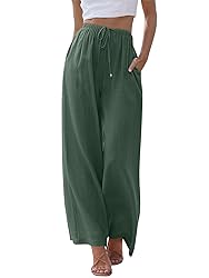 LILLUSORY Linen Wide Leg Pants Womens Palazzo Flowy