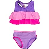 RuffleButts Girls UPF50+ Sun Protection Flounce Bikini Two Piece Swimsuit