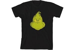 Bioworld The Grinch Smiling Face Youth Black Crew Neck Short Sleeve T-Shirt