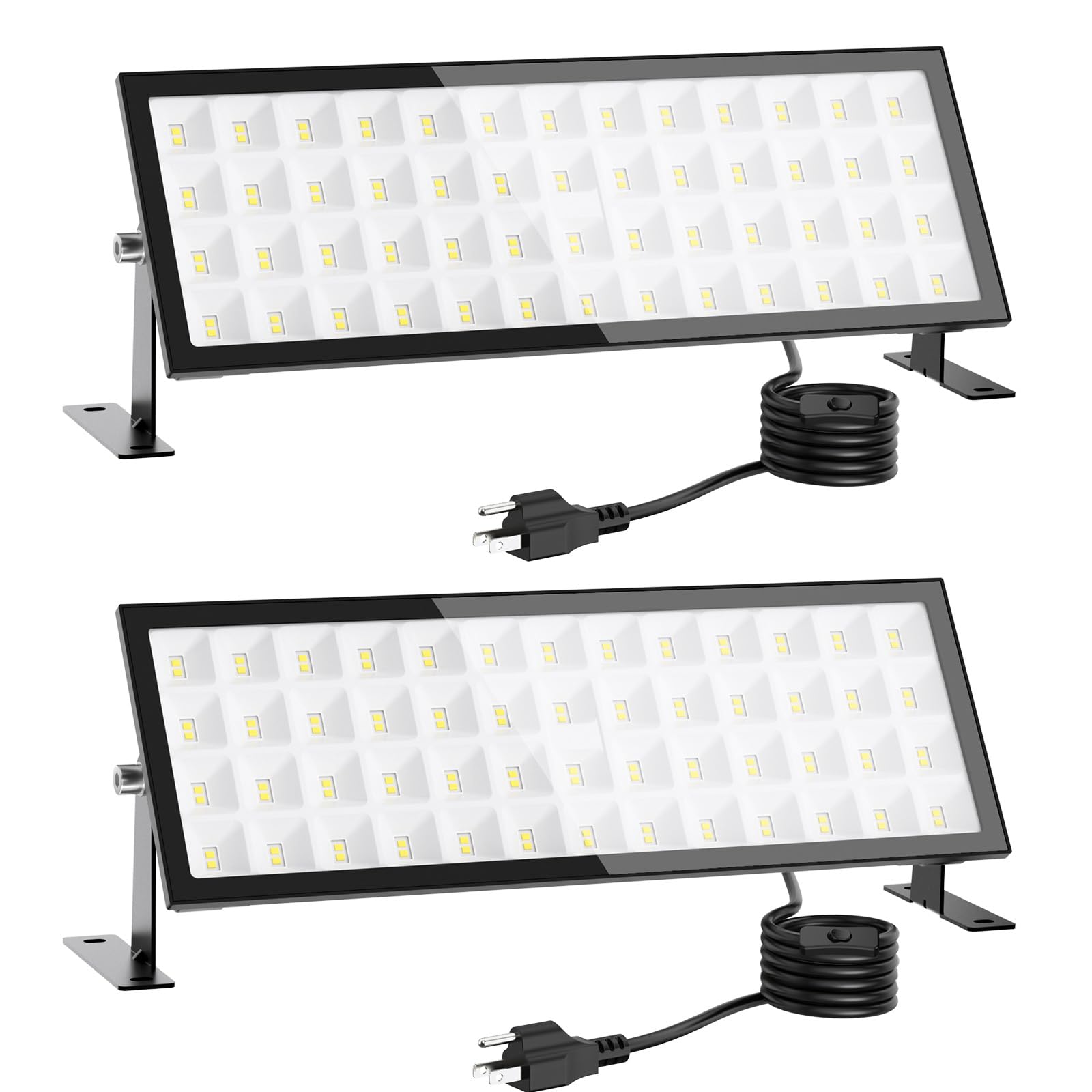 Photo 1 of 140w 18000lm Plug in Garage Light,2Pack Led Shop Lights,Shop Lighting For Workshop,IP66 Waterproof Work Lights ,4.92ft Power Cord,Switch On/Off,6500k Super Bright Outdoor Flood Light For Warehouse