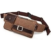 BAOSHA YB-01 Vintage Men's Waist Bag Sports Waist Pack Bum Bag Security Money Waist Day Pack Pouch Hip Belt Bag Bumbag Coffee