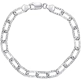 LELOUCHY Solid 925 Sterling Silver 5.2MM Paperclip Chain Bracelet for Men Women,with Lobster Claw Clasp,Made in Italy 6.5/7/7.5/8 Inch