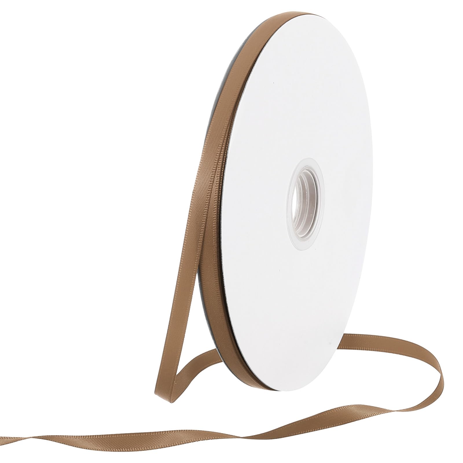 Rebower 6mm Satin Ribbon 64m Thick Double Face Grosgrain Silk Ribbon, [for Gift Wrapping, Hair Bows, Wedding, Cake, Flower] - 70 Yard/210ft/ Light Coffee — image 1