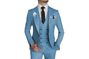Wangyue Men's 3 Piece Slim Fit Suit Double Breasted Suit Men Formal Suit for Wedding Prom Dinner Party