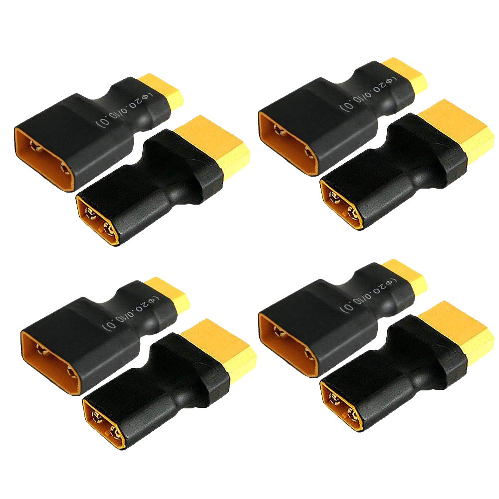 Yiqigou 4 Pairs Wireless XT90 Male Female Plug Connector to XT60 Male Female Plug Connector Conversion Adapter for RC LiPo Battery
