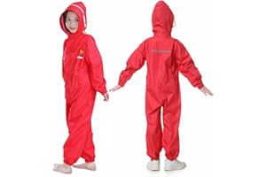 Kids Rain Suit for Boys Girls One Piece Coverall Rain Jacket Kids Puddle Suit