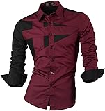 jeansian Men's Slim Long Sleeves Casual Button Down