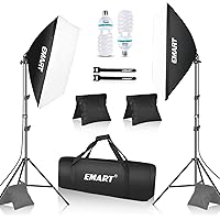 EMART Softbox Lighting Kit with Sandbag, 20"x28" Soft Box Lights Photography Accessories with 2x105W E27 5500K Bulbs, Profess