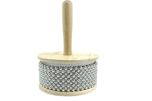 LOONELO Wooden Hand Cabasa with Stainless Steel, Hand Shaker Percussion Instrument with Metal Beads for Adults Band Music Education Classroom Music or Playing at Home