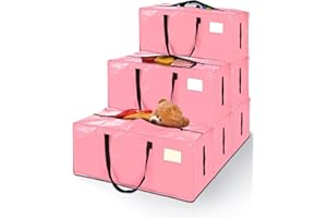 AdeaBag 6 Pack Extra Large Moving Bags, Heavy Duty Packing Bags with Zippers and Handles for Space Saving, Clothes Storage, College Essentials, Travel, Pink