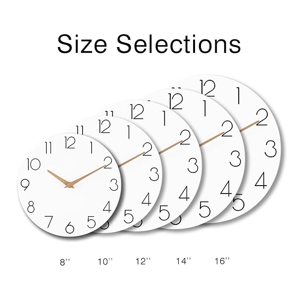 CICININC WALL CLOCK, 16 INCH WOODEN BATTERY OPERATED WALL CLOCKS SILENT NON-TICKING, DECORATIVE WHITE CLOCK FOR LIVING ROOM, BEDROOM, KITCHEN, HOME, OFFICE, SCHOOL, HOTEL