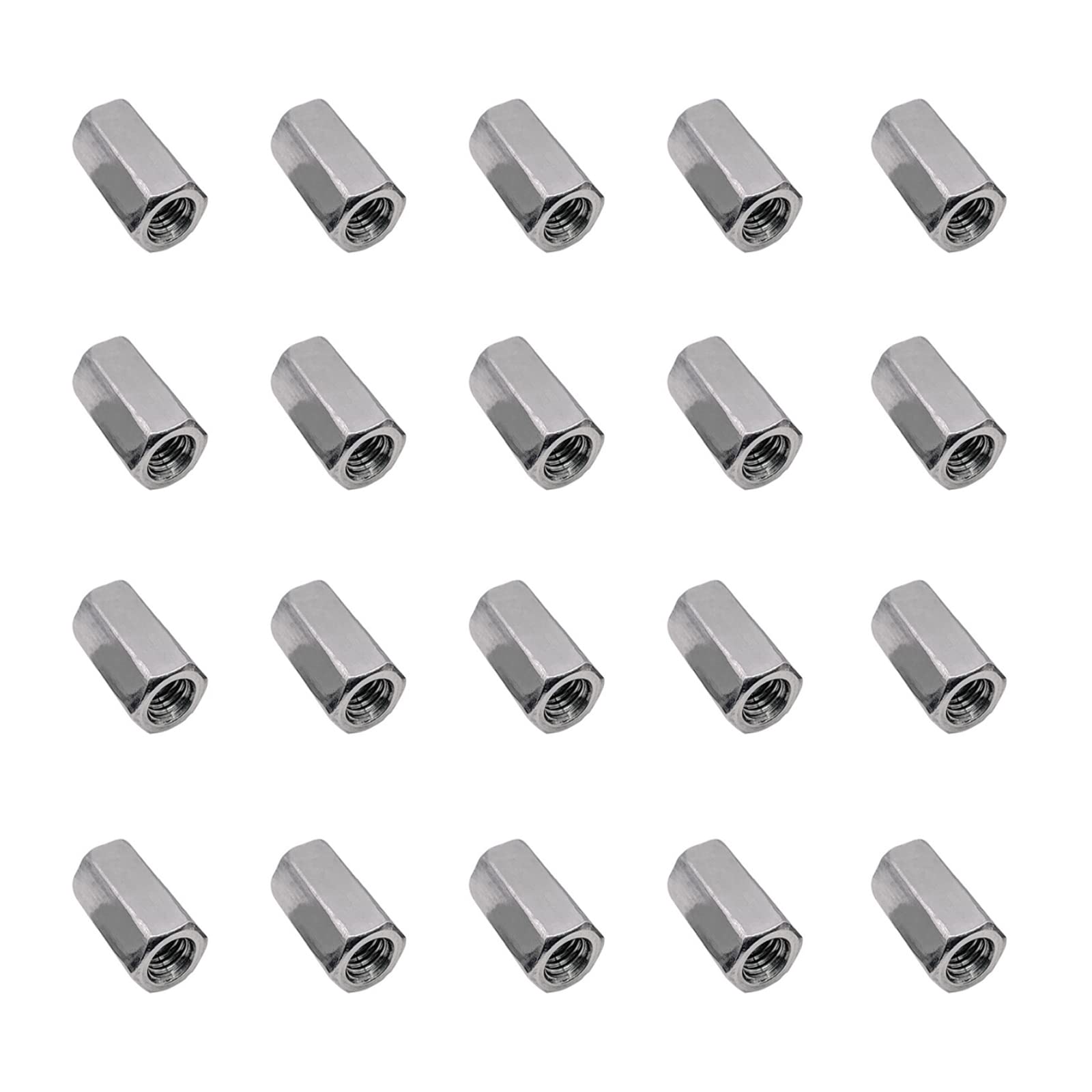 SyiXute 20 Pcs Long Rod Nut,M5 Hex Coupling Nut,Carbon Steel Long Hex Nut for Home Office Workshop Industrial Constructor and Multi Purpose Use (M5*8 * 15mm)