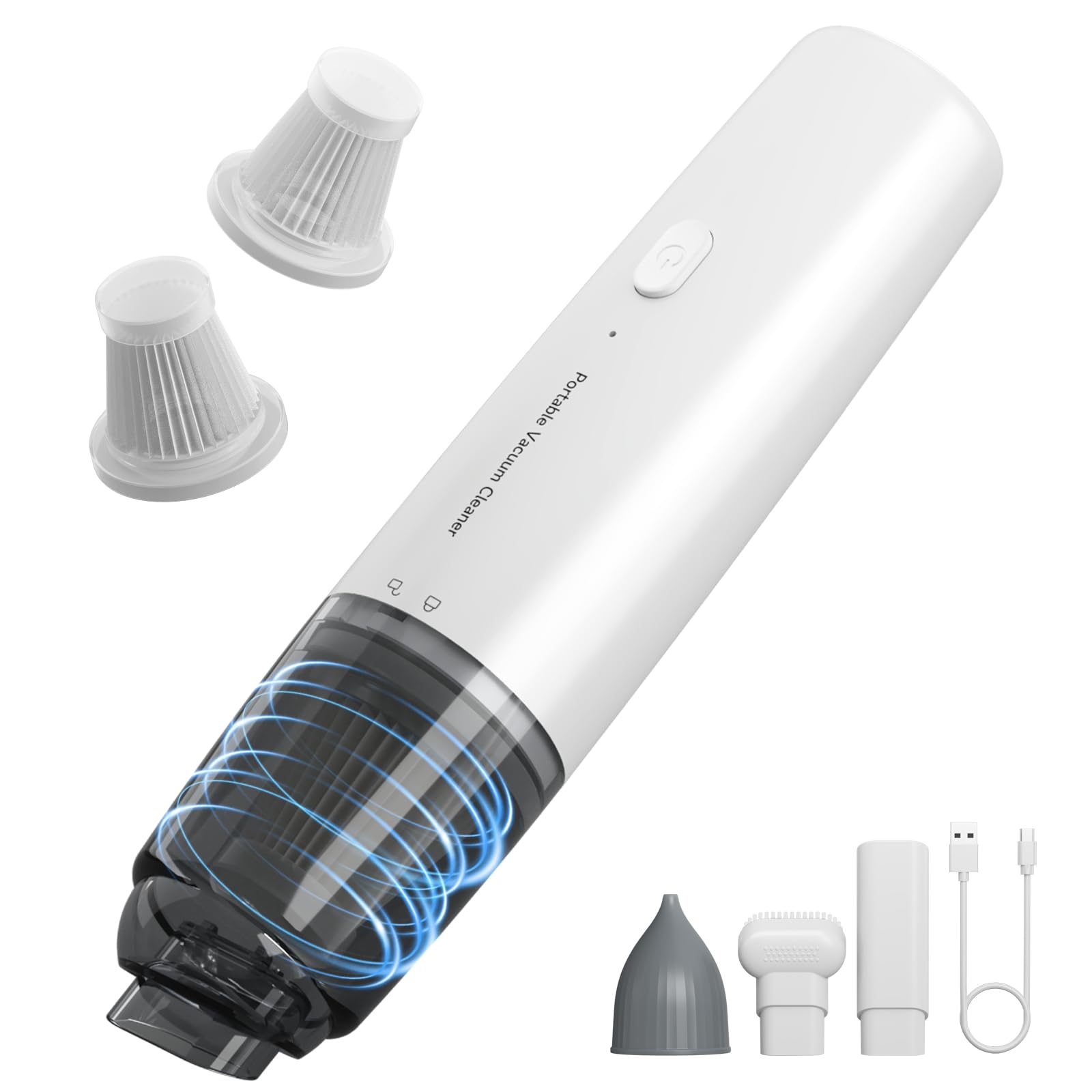 A9life Handheld Vacuum Cordless, Car Vacuum Portable with 2 Suction Modes, Blow & Suction 2-in-1, Mini Vacuum Cleaner Rechargeable for Car, Home, Pet Hair, Office, Desk, Keyboards (White)