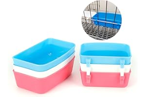 AMZSYLV Rabbit Feeder Waterer Chicken Guinea Pig Cage Bowl Food Water Hanging Watering Container Feeding Dish Coop Cup Treats Drinker for Pigeon Dove Puppy Cat Bird Bath Basin Hamster Bed (Pack of 3)