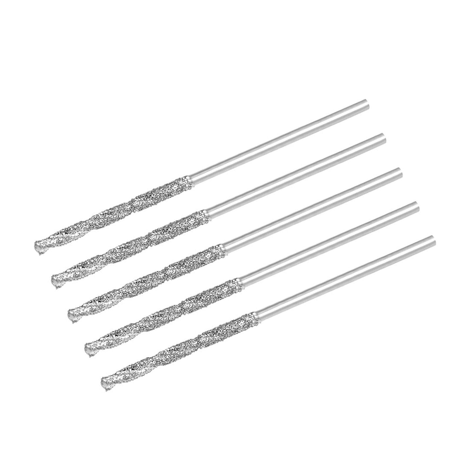 TA-VIGOR 5Pcs 0.8mm Diamond Twist Drill Bit Set for Glass, Wood, Jade, Stone, Tile - Heavy Duty Rotary Tools