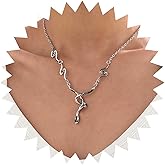 Vacaonio Punk Snake Pendent Necklace Snake Y Lariat Necklace Silver Serpent Choker Necklace Serpent Y Necklace Twist Snake Necklace Jewelry for Women