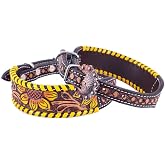 Showman Couture Sunflower Tooled Leather Dog Collar