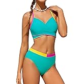 Redair Girls' 2 Piece Bikini Swimsuits Adjustable Straps with Chest Pad Girls Bathing Suit for 7-16 Years