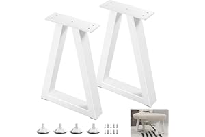 Y-CFHFC 16 Inch Metal Table Legs, Trapezoid Bench Legs Coffee & Side Table Feets for DIY Furniture Office Desk Chair Stool Feets, Set of 2 (H16 x W10.8,White)