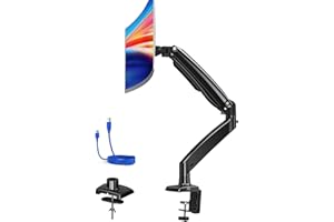 HUANUO Single Monitor Mount Stand, Long Single Arm Design Monitor Desk Mount for 13 to 49 inch Computer Screens Height Adjust