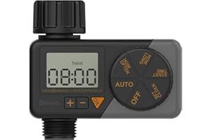 Water Sprinkler Timer, Diivoo Irrigation Hose Timer with Weekly and Daily Frequency Irrigation, Rain Delay and Manual Watering for Lawns and Gardens (Grey)