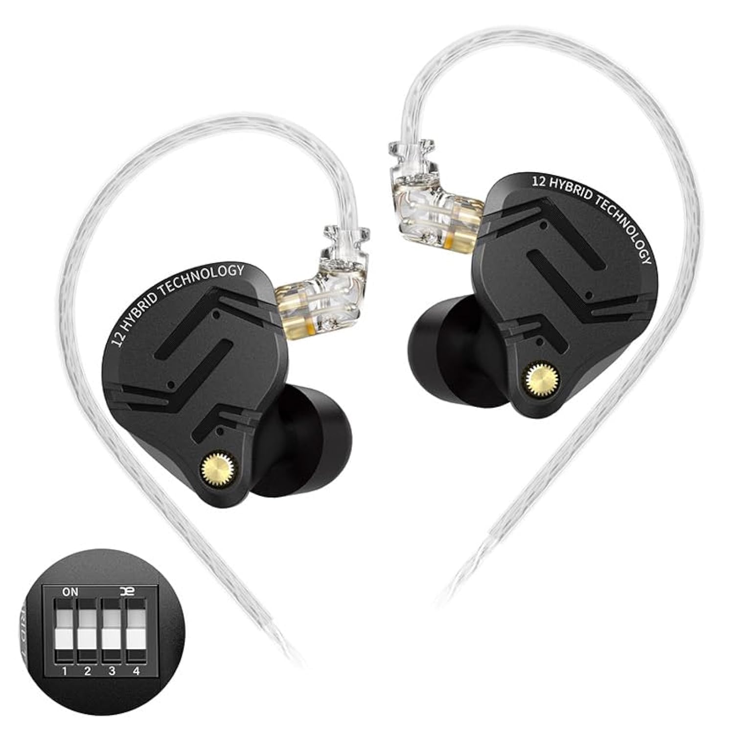 Yinyoo KZ ZS12 PRO X Wired Earphones,4 Switch Tuning In Ear Headphones,1DD 5BA Ultra-low Non-linear Distortion In Ear Monitors,IEM Earphones for Gaming,Musicians — image 1