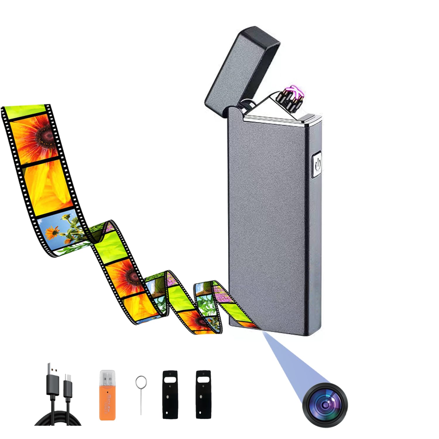 KUIYIXUE Hidden camera - Spy camera - Mini camera - Security camera - Portable Small camera - Electronic lighter camera - Supports 512G - HD 1080p camera - Evidence collecting camera - Nanny camera