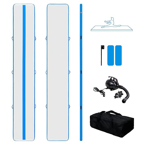 Tuxedo Sailor Inflatable Gymnastics Mat with Electric Pump, Storage Bag, Repair Kit–Air Mat for Home Training, Cheerleading, Yoga