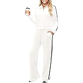 Yiershu Lounge Sets for Women 2025 Sweatsuits 2 Piece Outfit Tracksuit Matching Set Wide Leg Sweatpant