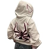 LAPUNIOT Women Men Oversized Harajuku Y2K Spider Graphic Hoodie Long Sleeve Full Zipper Jacket Coat Casual E Girl